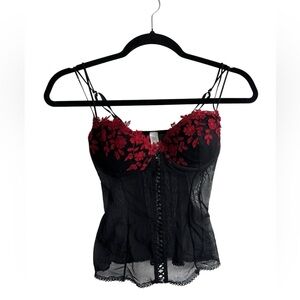 Delicates Black Mesh Cami Bustier Lingerie y2K